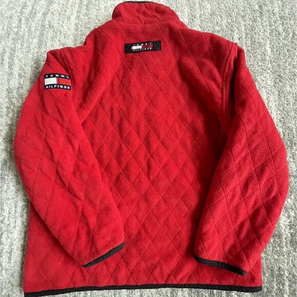 Tommy Hilfiger Red Quilted Jacket Women's Size M Full Zip with Pockets - Picture 8 of 14